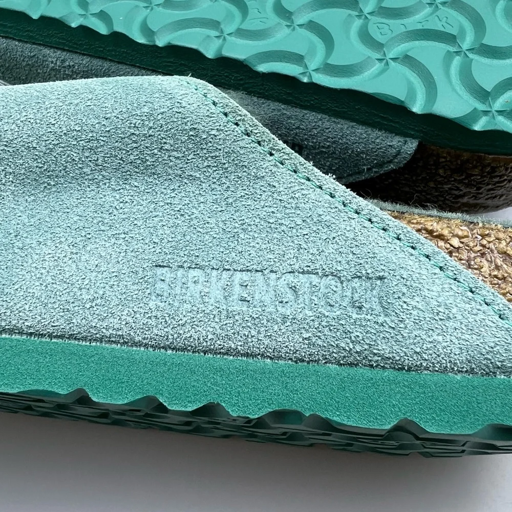 NWT BIRKENSTOCK ARIZONA  TEAL SUEDE SHEARLING SANDALS  ll  SZ- 265 / 41 - Picture 9 of 11